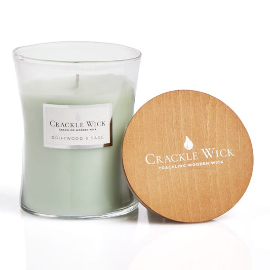 Crackle Wick Crackling Wooden Wick Medium Hourglass Scented Candle - Driftwood & Sage image
