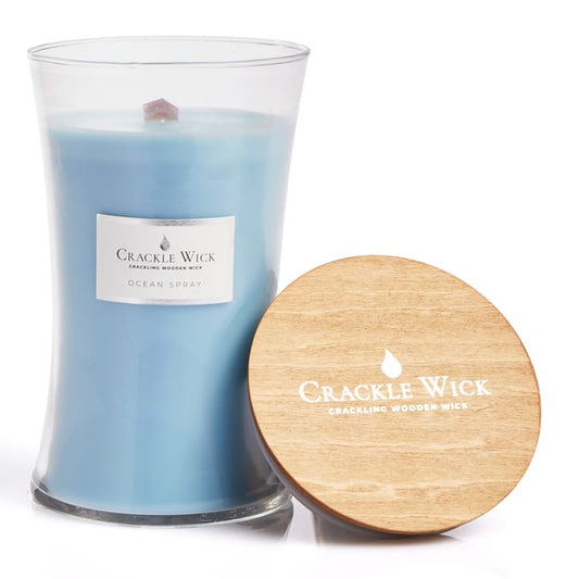 Crackle Wick Tall Hourglass Crackling Wooden Wick Scented Candle - Ocean Spray image