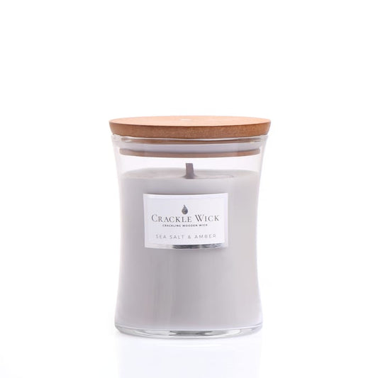 Crackle Wick Crackling Wooden Wick Medium Hourglass Scented Candle - Sea Salt & Amber image