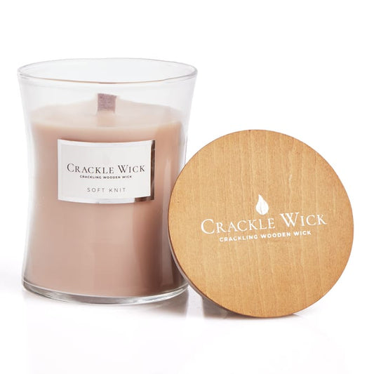 Crackle Wick Crackling Wooden Wick Medium Hourglass Scented Candle - Soft Knit image